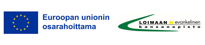 EU Co funded logo ja Loimaan evankelisen kansanopiston logo